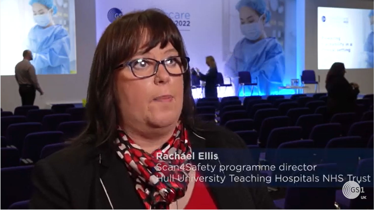 Rachel Ellis being interviewed at a GS1 conference